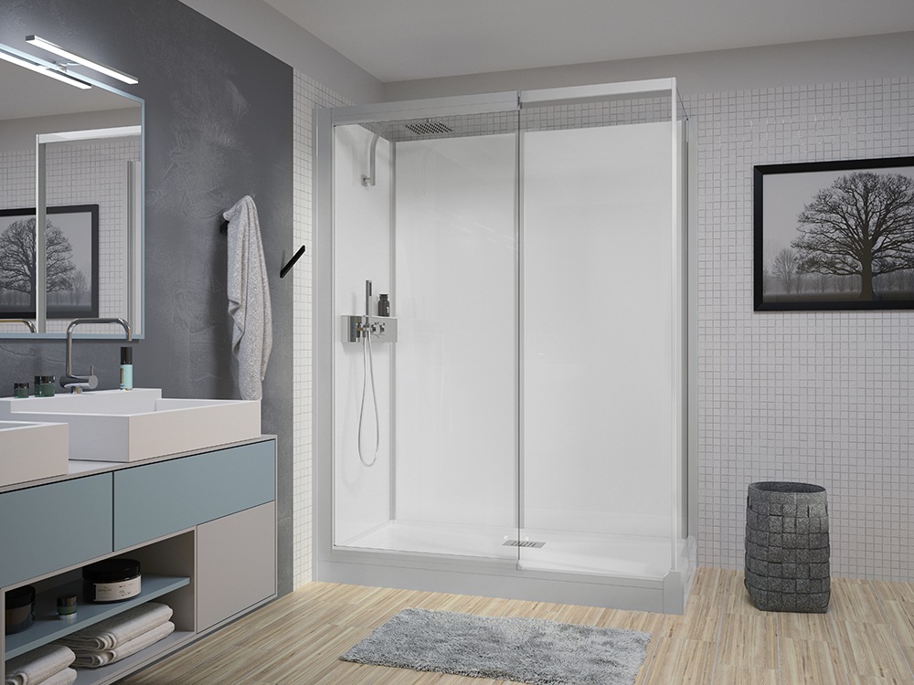 Senioren badkamer na renovatie met inloopdouche in modern design