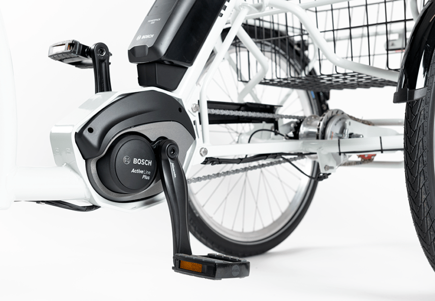 Bosch motor van elektrische driewieler fiets van Senzup