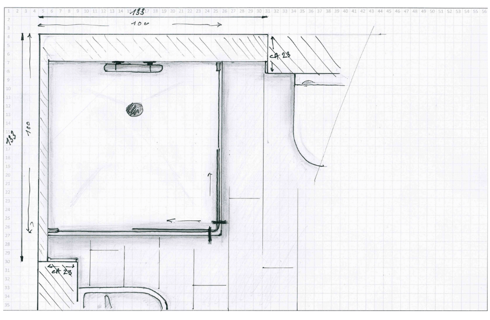 Voorbeeld van een kleine badkamer met inloopdouche en toilet